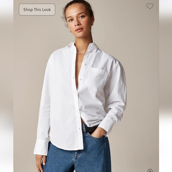 J.Crew Petite Garçon classic shirt in Regenerative cotton poplin $98 White P6 - Picture 1 of 9